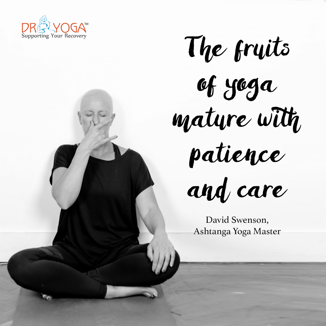 happy yoga cancer patient doing poses